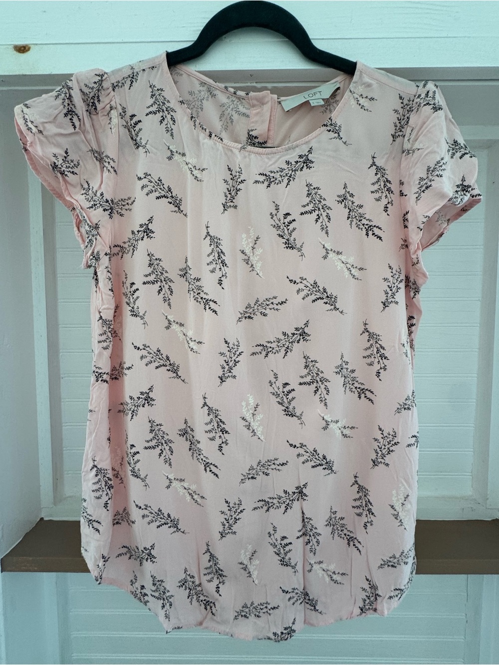 LOFT Blush Pink Short-Sleeve Floral Print Blouse